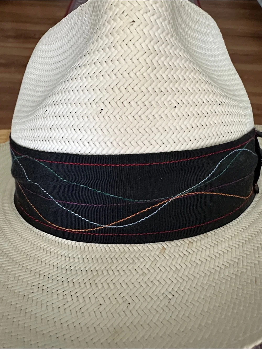 SANTANA Borealis Panama Straw Fedora Hat XL Ivory Resort Coastal Old Money Style